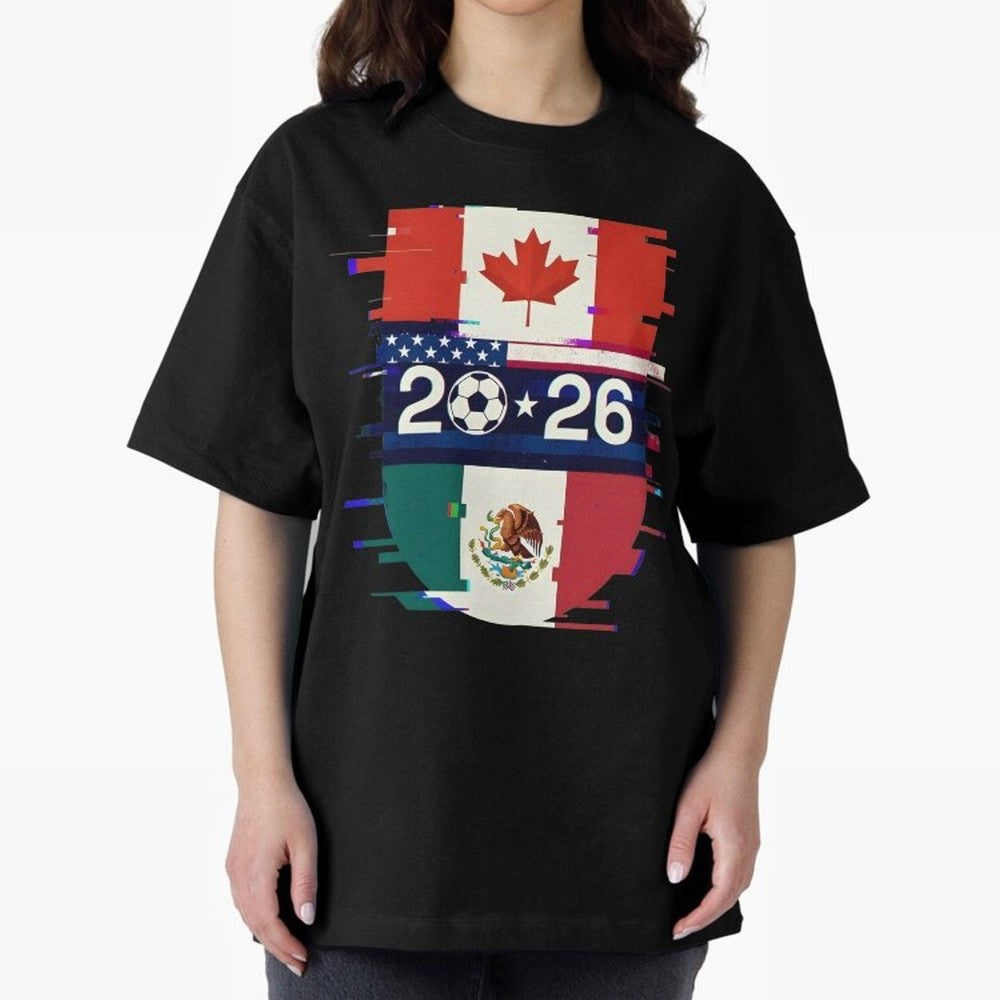 Glitched United 2026 - North America Emblem Cup Classic T-Shirt Make Your Look Match FIFA World Cup 2026 Filled with Messi, Neymar and Mbappe, England, France and Netherlands Energy, Stadium Chants, National Pride, Trophy Dreams and Unforgettable