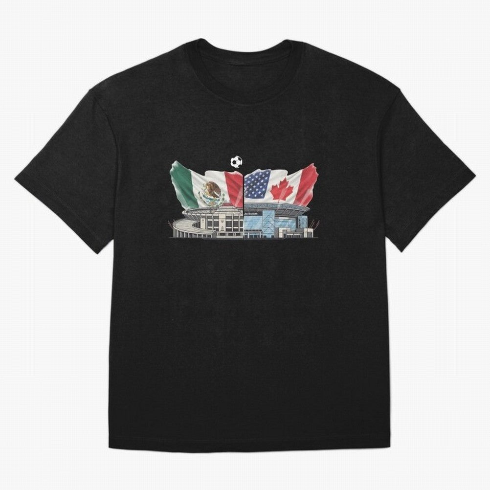 2026 World Cup Opening & Final ¨C Azteca Stadium Mexico & MetLife Stadium USA ¨C Football Design with Mexican, Canadian & US Flags Classic T-Shirt Make Every Match About FIFA World Cup 2026 Group Stage Spirit, Celebrating Brazil, Portugal and