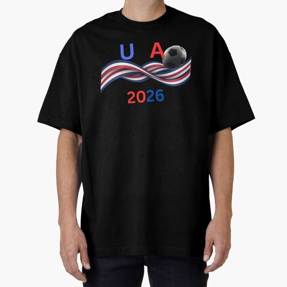 USA 2026 Soccer Ball With Waving Flag - United States Football Team Support? Classic T-Shirt Make Memories around the FIFA World Cup 2026 Group Stage Journey through Haaland and Mbappe Highlights, England, France and Netherlands Pride, Championship