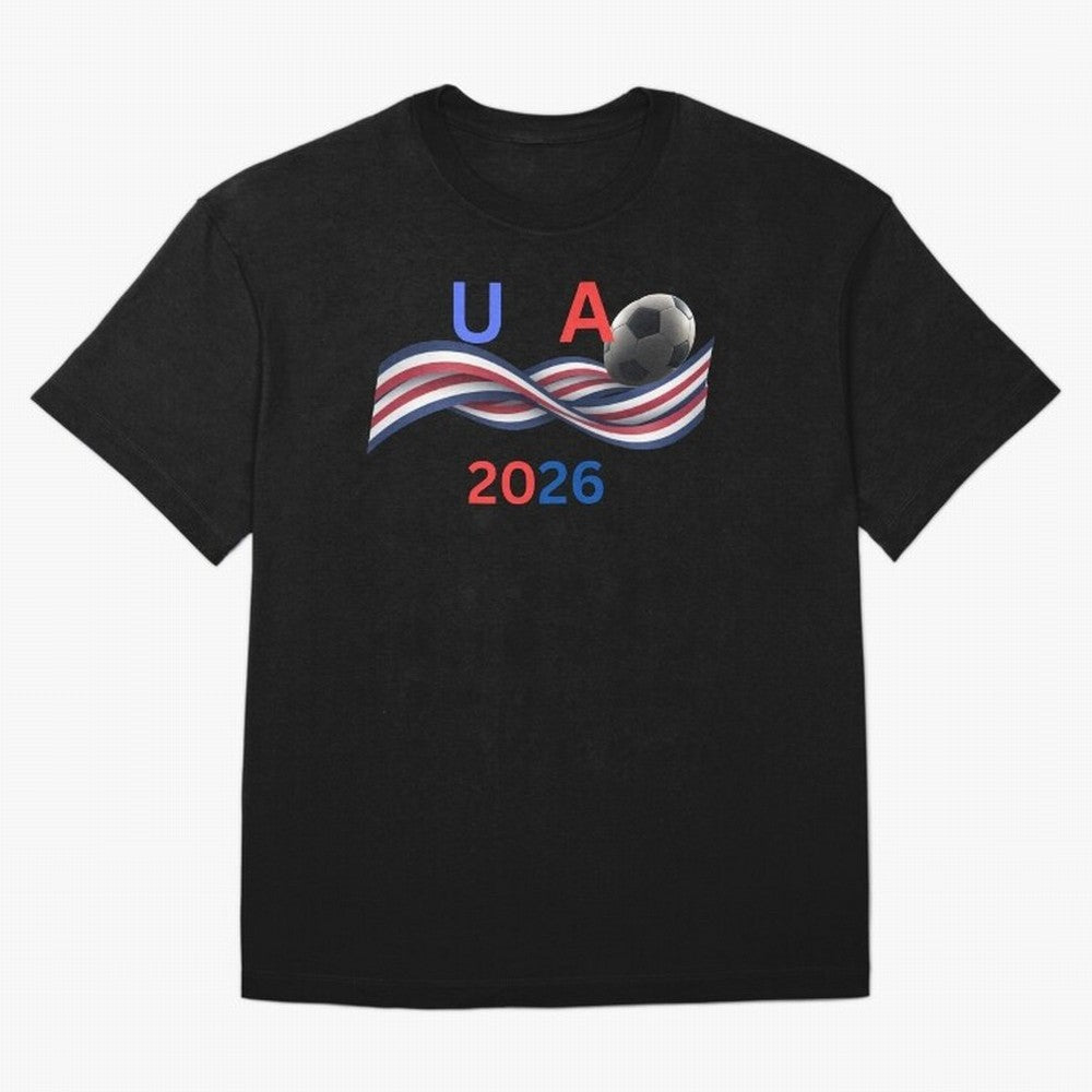 USA 2026 Soccer Ball With Waving Flag - United States Football Team Support? Classic T-Shirt Make Memories around the FIFA World Cup 2026 Group Stage Journey through Haaland and Mbappe Highlights, England, France and Netherlands Pride, Championship
