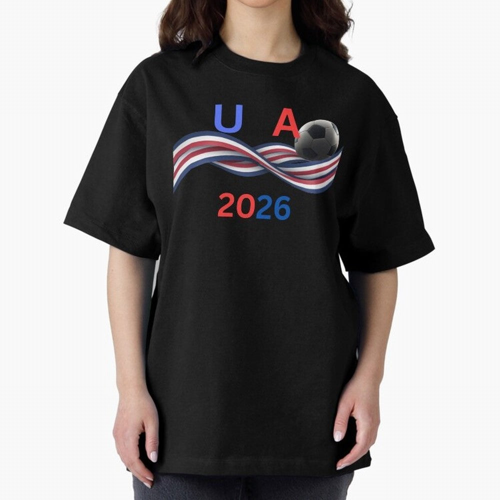 USA 2026 Soccer Ball With Waving Flag - United States Football Team Support? Classic T-Shirt Make Memories around the FIFA World Cup 2026 Group Stage Journey through Haaland and Mbappe Highlights, England, France and Netherlands Pride, Championship