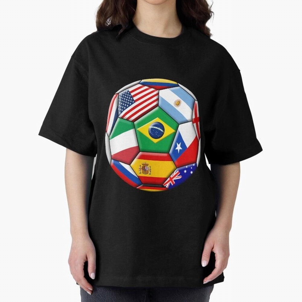 Soccer with various flags Classic T-Shirt Carry the Dream of FIFA World Cup 2026 Group Stage Spirit, Driven by Argentina and Brazil, Messi and Cristiano Ronaldo, Football History, Final Match Energy, Crowd Noise and Once in a Lifetime Moments;