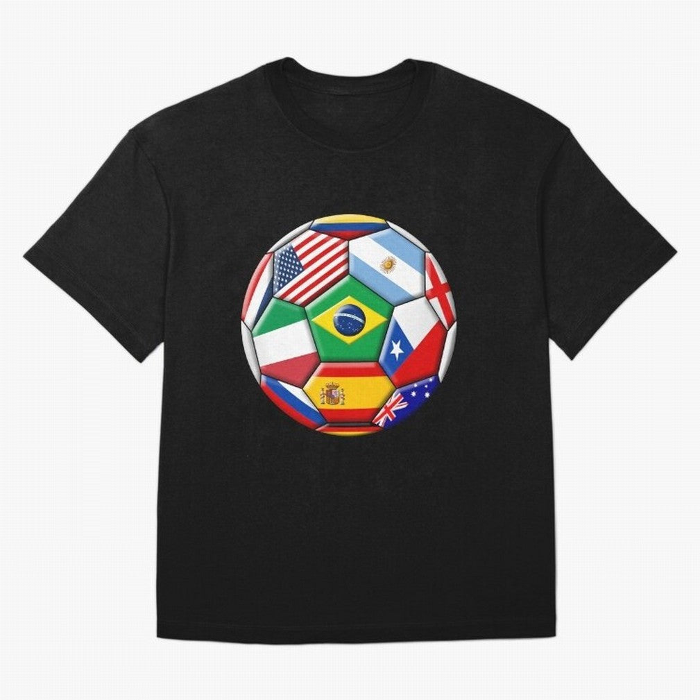 Soccer with various flags Classic T-Shirt Carry the Dream of FIFA World Cup 2026 Group Stage Spirit, Driven by Argentina and Brazil, Messi and Cristiano Ronaldo, Football History, Final Match Energy, Crowd Noise and Once in a Lifetime Moments;