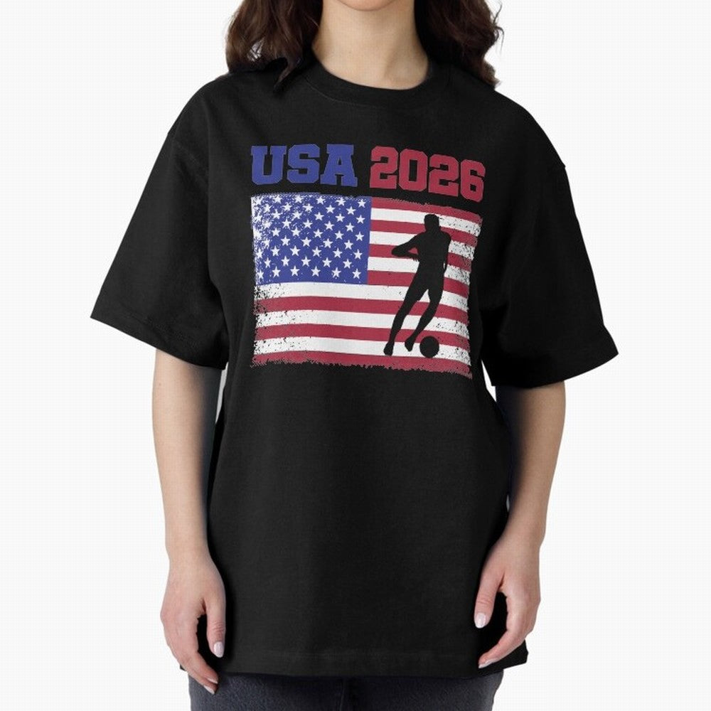 USA Soccer Fan 2026 United States American Flag Classic T-Shirt Stand with FIFA World Cup 2026 USA Canada Mexico for Fans of Cristiano Ronaldo and Argentina and Brazil, Bringing Stadium Chants, National Pride, Trophy Dreams and Unforgettable