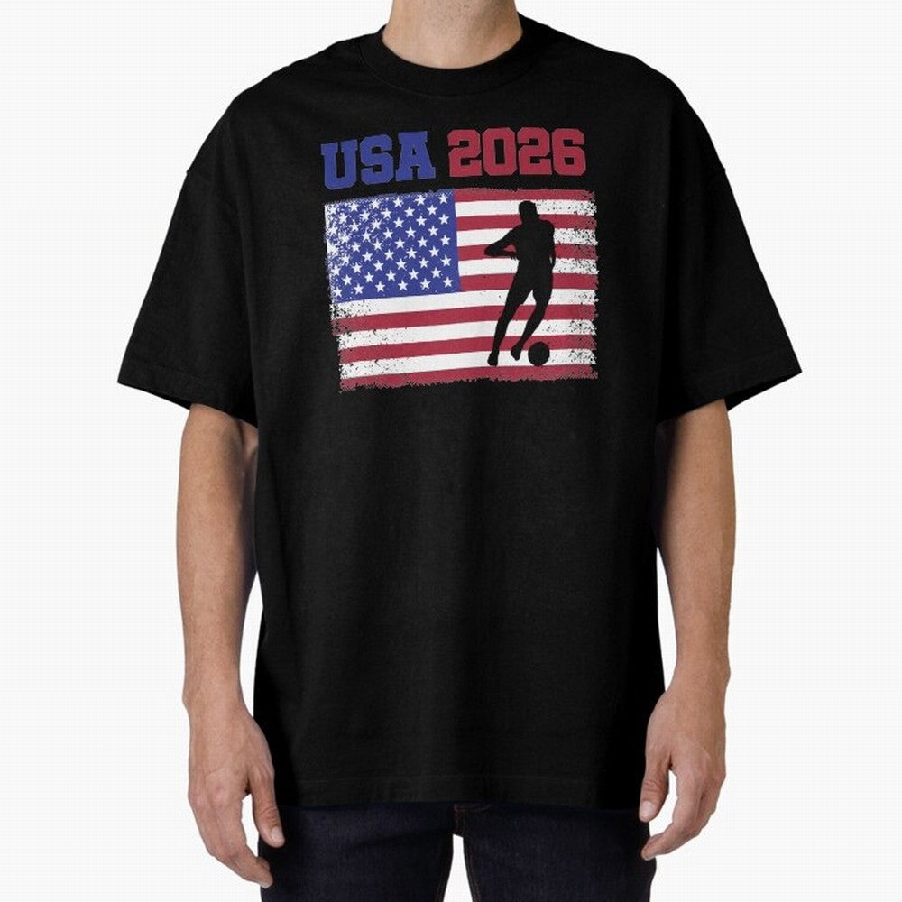 USA Soccer Fan 2026 United States American Flag Classic T-Shirt Stand with FIFA World Cup 2026 USA Canada Mexico for Fans of Cristiano Ronaldo and Argentina and Brazil, Bringing Stadium Chants, National Pride, Trophy Dreams and Unforgettable