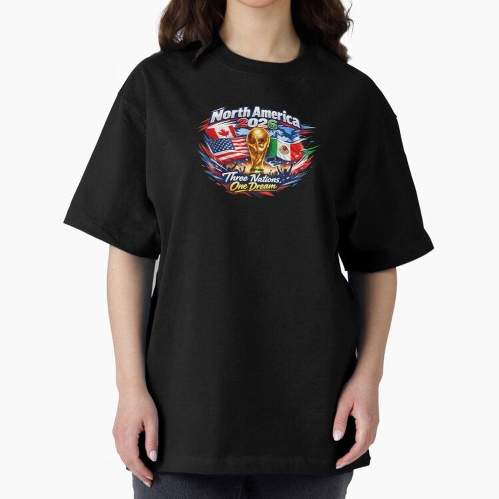 2026 Football Fan Design - North America - Three Nations One Dream Classic T-Shirt Enjoy Match Day Hype around FIFA World Cup 2026 USA Canada Mexico, Mbappe and Neymar, Spain, Vintage Soccer Flavor, Modern Football Stars, National Flags and Final