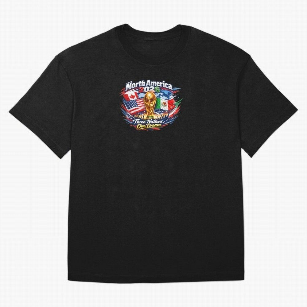2026 Football Fan Design - North America - Three Nations One Dream Classic T-Shirt Enjoy Match Day Hype around FIFA World Cup 2026 USA Canada Mexico, Mbappe and Neymar, Spain, Vintage Soccer Flavor, Modern Football Stars, National Flags and Final