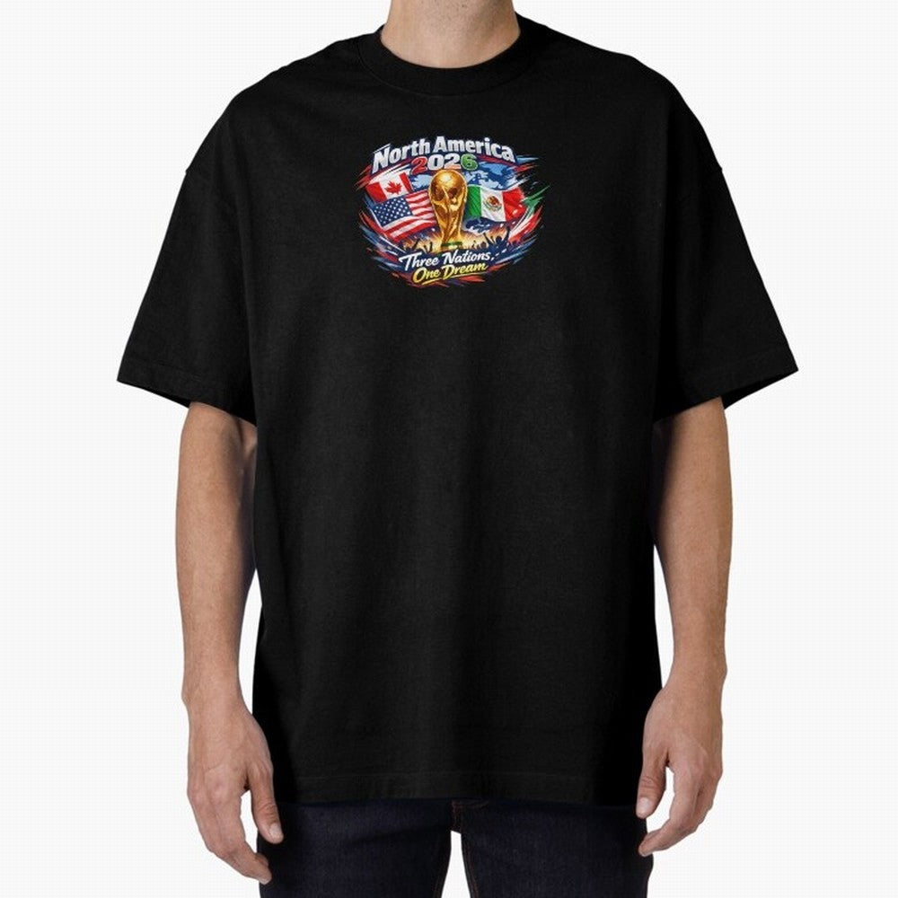 2026 Football Fan Design - North America - Three Nations One Dream Classic T-Shirt Enjoy Match Day Hype around FIFA World Cup 2026 USA Canada Mexico, Mbappe and Neymar, Spain, Vintage Soccer Flavor, Modern Football Stars, National Flags and Final