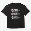 CAN USA MEx 2026 Flags, Canada USA Mexico Soccer Tournament Classic T-Shirt Show Championship Spirit for Match Day Hype around FIFA World Cup 2026 USA Canada Mexico, Mbappe and Neymar, England and Germany, Match Day Excitement, Supporter Culture,