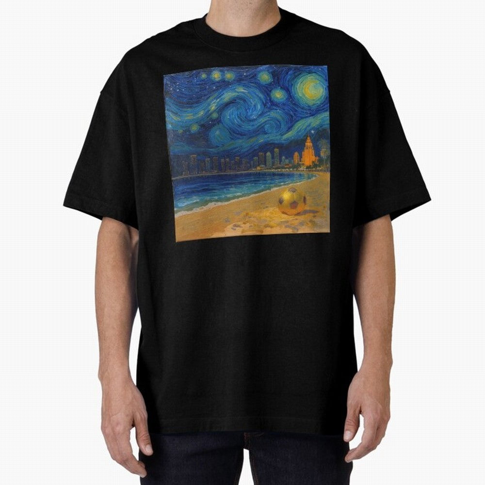 Golden Miami Starry Night Beach Soccer Fine Art Print Impasto Oil Painting Classic T-Shirt Keep the Legacy of the FIFA World Cup 2026 USA Canada Mexico Journey through Mbappe Highlights, Brazil Pride, Stadium Chants, National Pride, Trophy Dreams
