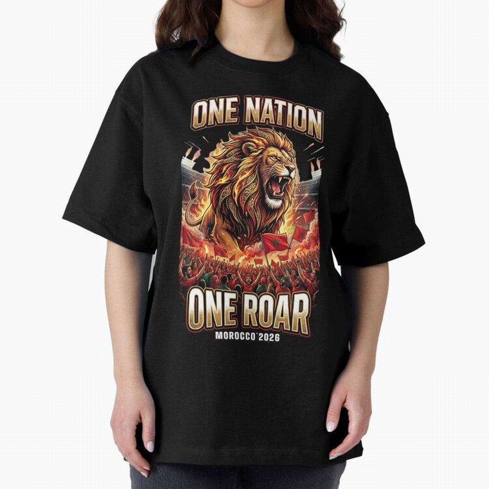 Morocco Football Fan - One Roar One Nation Classic T-Shirt Feel Match Day Hype around FIFA World Cup 2026 USA Canada Mexico, Neymar, Portugal, Spain and Germany, Global Supporter Spirit, Legendary Goals, National Colors and Tournament Celebration;