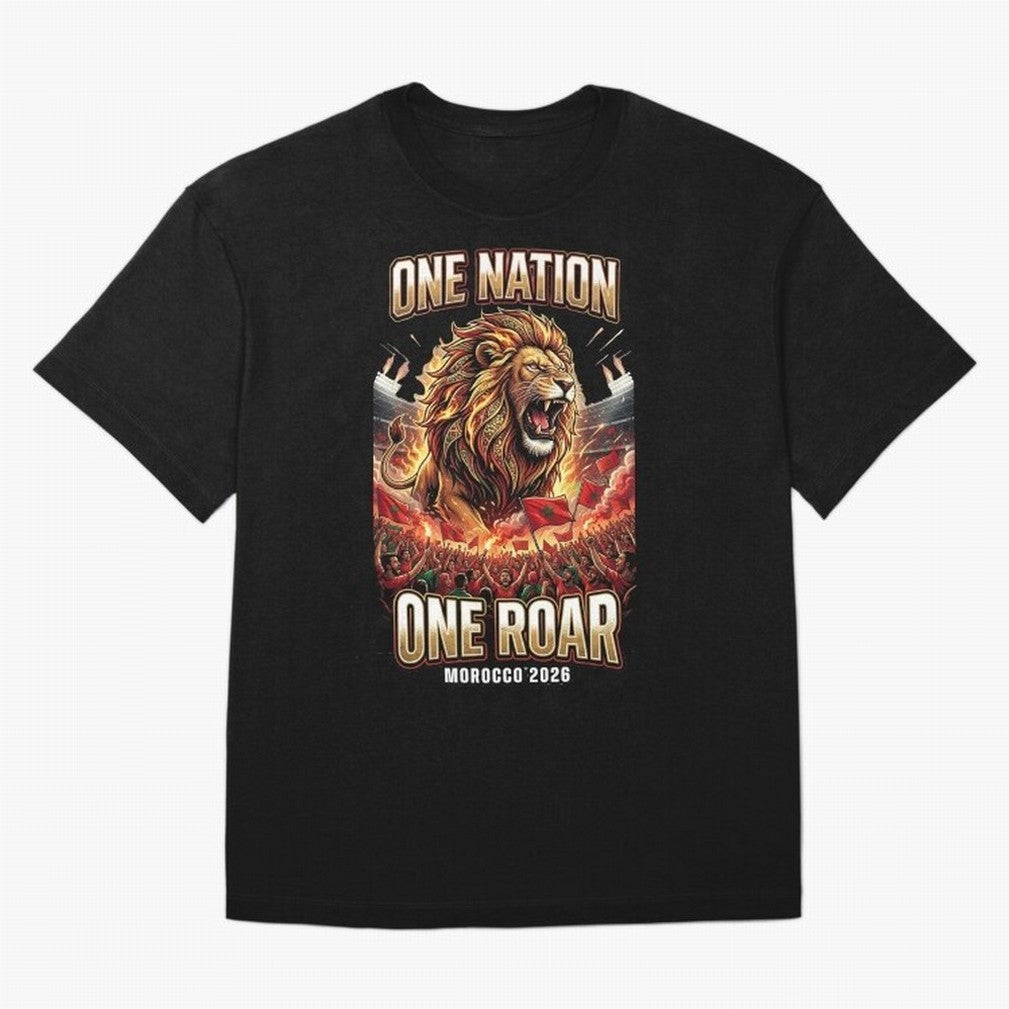 Morocco Football Fan - One Roar One Nation Classic T-Shirt Feel Match Day Hype around FIFA World Cup 2026 USA Canada Mexico, Neymar, Portugal, Spain and Germany, Global Supporter Spirit, Legendary Goals, National Colors and Tournament Celebration;