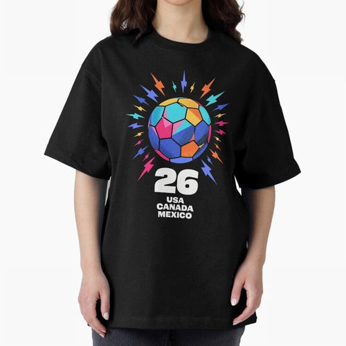 2026 Colorful Soccer Ball USA Canada Mexico 26 Classic T-Shirt Support Your Favorite Stars during FIFA World Cup 2026 for Fans of Messi and Portugal, Spain and Germany, Bringing Sports Nostalgia, International Competition, Famous Players and