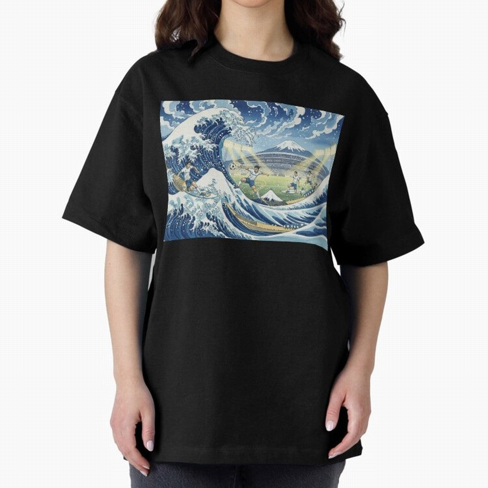 Soccer Players in Hokusai Waves Japan Classic T-Shirt Share the Excitement of FIFA World Cup 2026 USA Canada Mexico Spirit, Featuring Argentina, Cristiano Ronaldo, Fan Favorite Moments, National Team Passion, Big Match Drama and Soccer History;