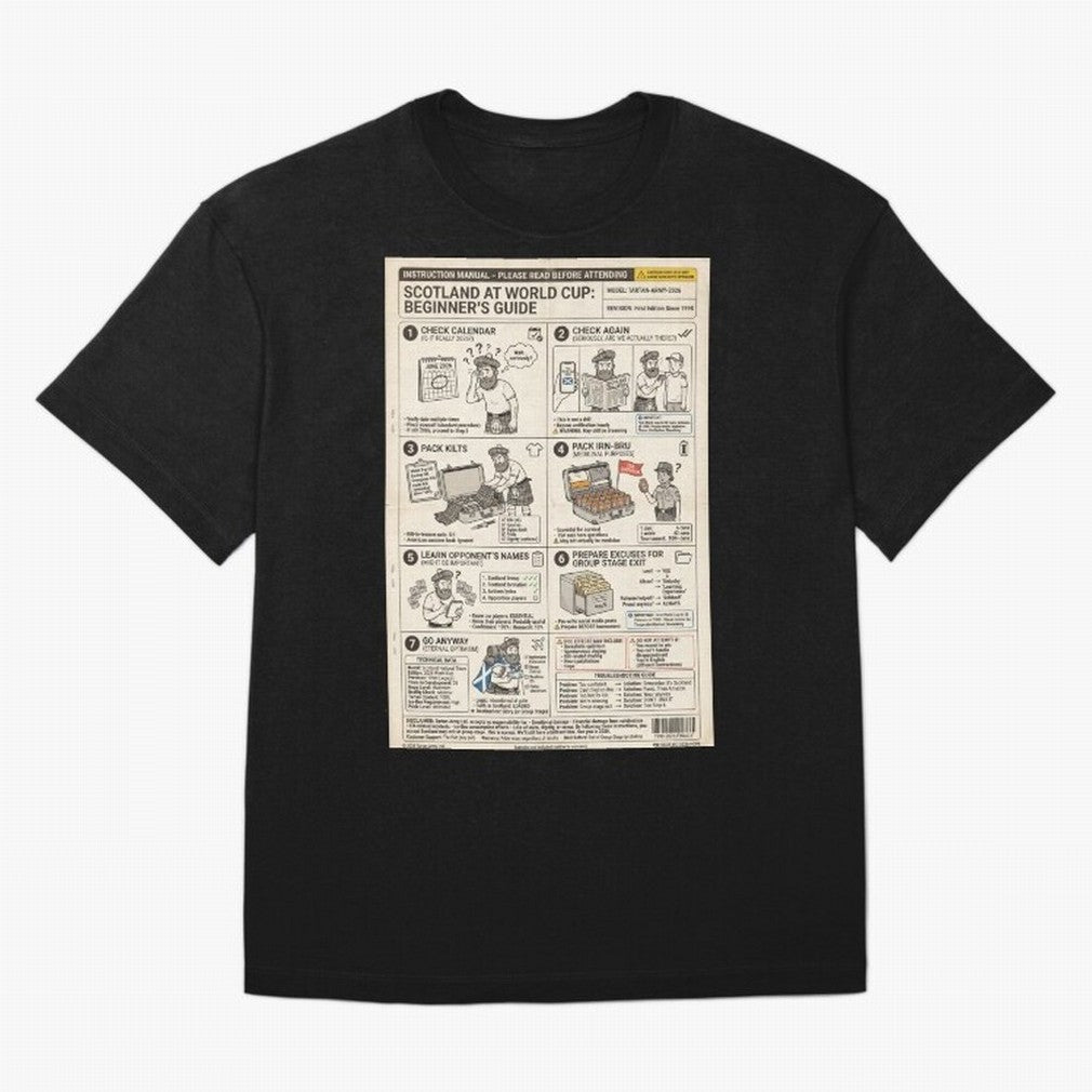 Scotland's Beginners Guide To The World Cup Classic T-Shirt Represent Football Lovers during Global Football Passion for FIFA World Cup 2026, Featuring Neymar, Haaland and Cristiano Ronaldo, England and Germany, Championship Spirit, Famous Goals,