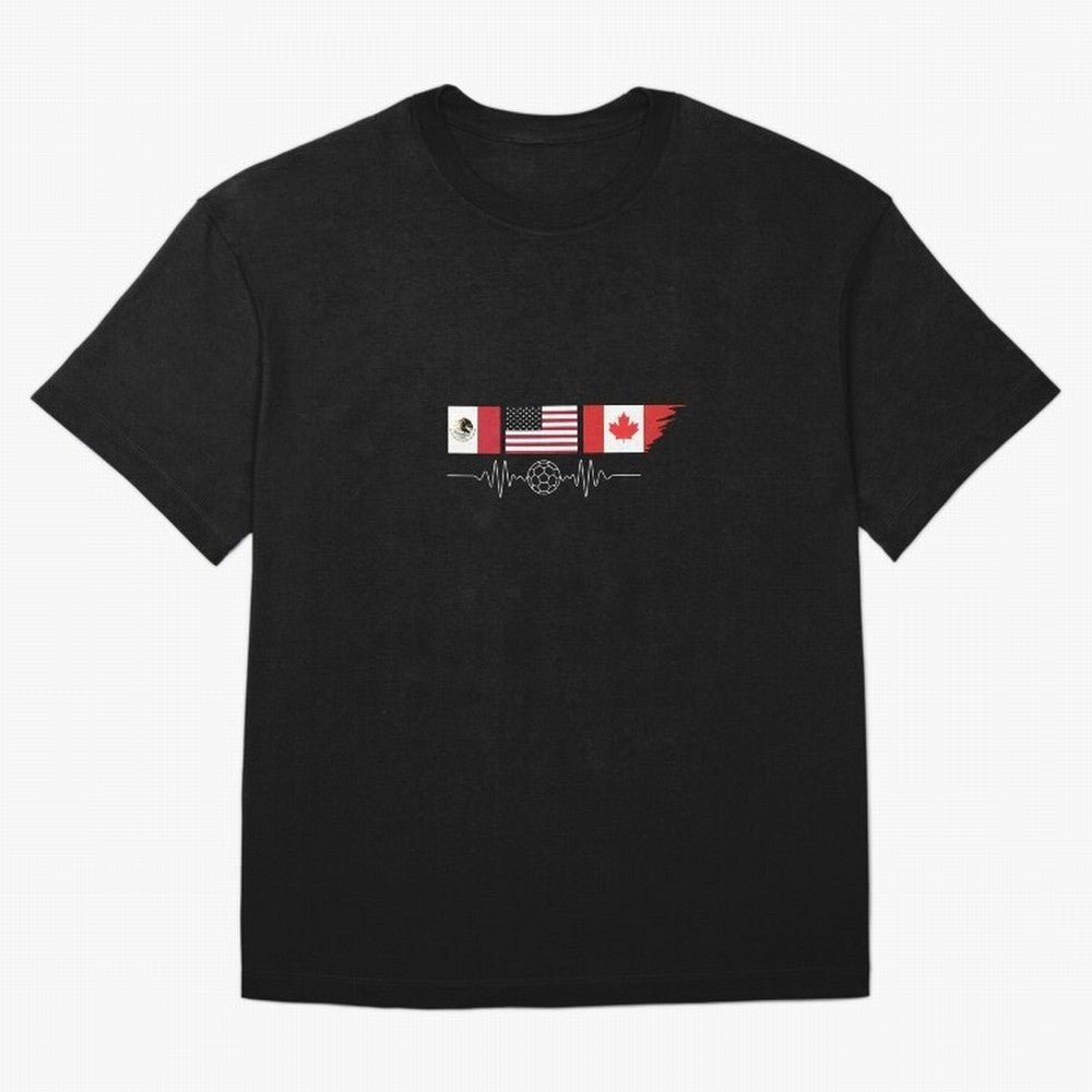 North America Soccer Heartbeat Flags 2026 Cup T-Shirt_82794888 Classic T-Shirt Embrace Global Football Passion for FIFA World Cup 2026, Highlighting Neymar, Netherlands, Tournament Hype, Historic Matchups, Family Viewing Parties and Global Sports