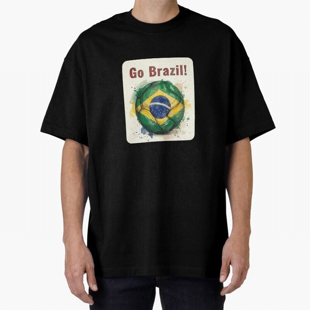Go Brazil Soccer Ball Flag | Brazilian Football Fan Graphic Tee Classic T-Shirt Show Your Love for the FIFA World Cup 2026 Journey through Cristiano Ronaldo, Haaland and CR7 Highlights, England and Germany Pride, Stadium Chants, National Pride,