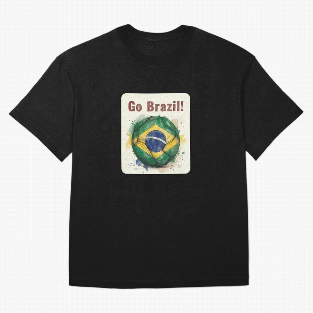 Go Brazil Soccer Ball Flag | Brazilian Football Fan Graphic Tee Classic T-Shirt Show Your Love for the FIFA World Cup 2026 Journey through Cristiano Ronaldo, Haaland and CR7 Highlights, England and Germany Pride, Stadium Chants, National Pride,