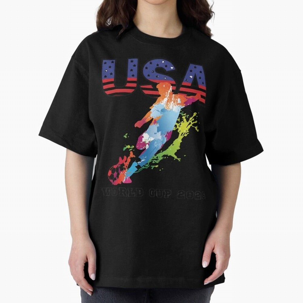 USA CAN MEX 26 Football Shirt | Color Splash International Fan Tee Classic T-Shirt Celebrate Rivalries and Pride in FIFA World Cup 2026 Group Stage Spirit, Centered on England, Messi and Cristiano Ronaldo, Global Supporter Spirit, Legendary Goals,
