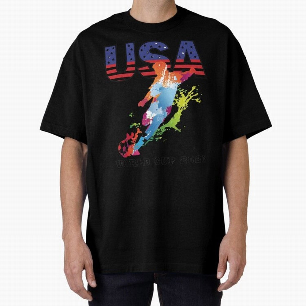 USA CAN MEX 26 Football Shirt | Color Splash International Fan Tee Classic T-Shirt Celebrate Rivalries and Pride in FIFA World Cup 2026 Group Stage Spirit, Centered on England, Messi and Cristiano Ronaldo, Global Supporter Spirit, Legendary Goals,