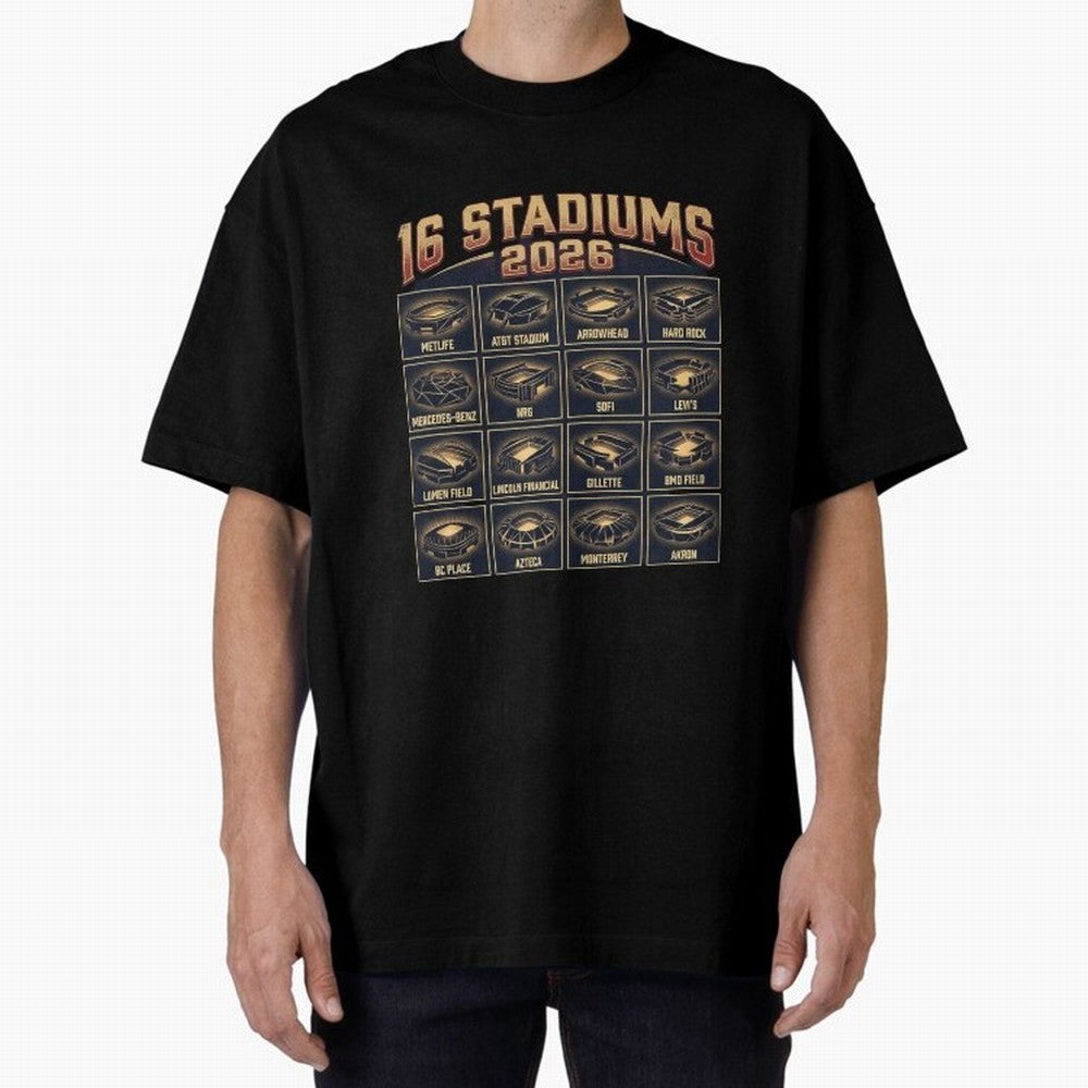 Sixteen Stadiums for 2026 World Cup Classic T-Shirt Turn Football Passion into Match Day Hype around FIFA World Cup 2026 USA Canada Mexico, CR7, Portugal, Football History, Final Match Energy, Crowd Noise and Once in a Lifetime Moments; Created for