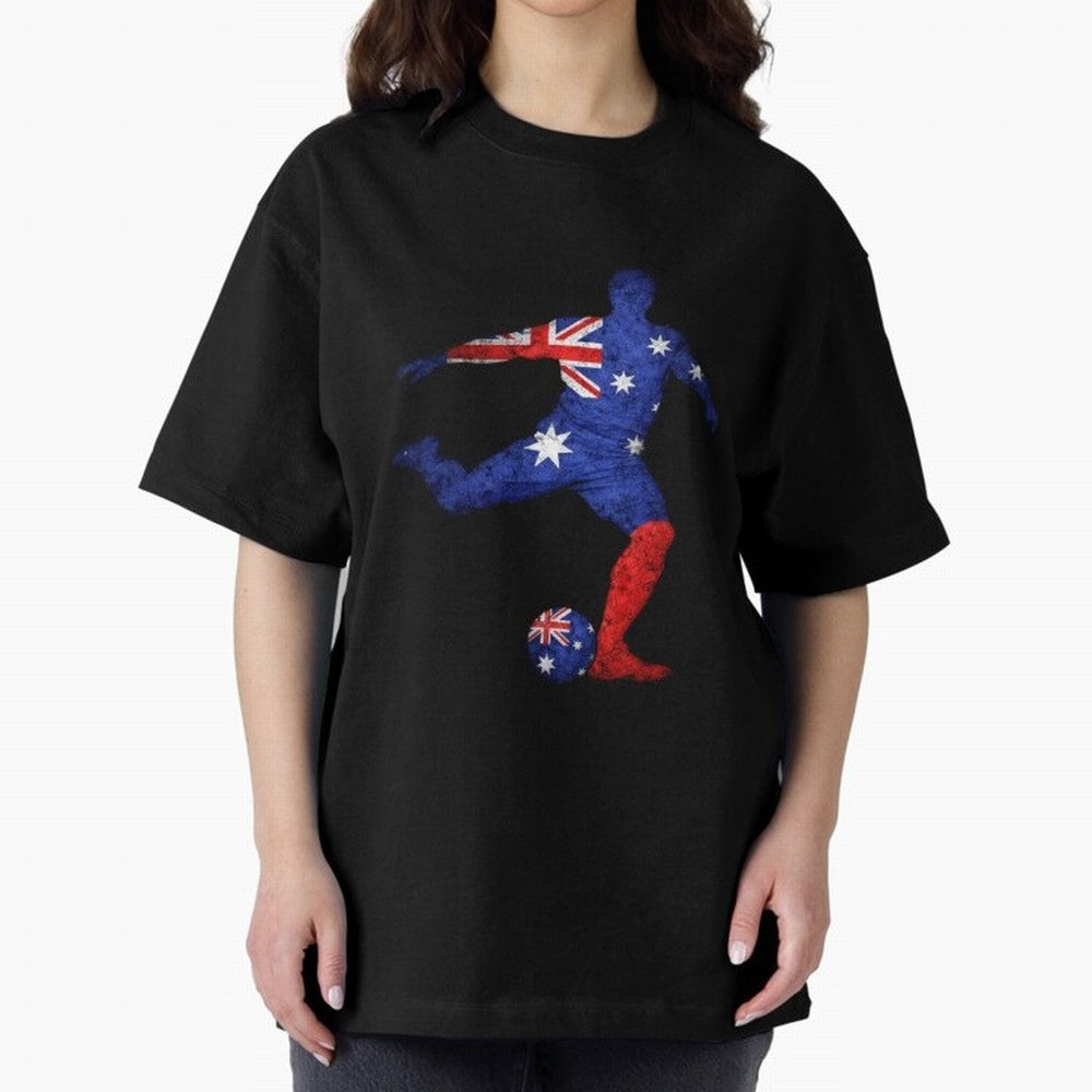 Australian Flag Silhouette Soccer World Cup Football Classic T-Shirt Join Supporters Worldwide for FIFA World Cup 2026 USA Canada Mexico Connected to Mbappe, England, France and Netherlands Energy, Football History, Final Match Energy, Crowd Noise