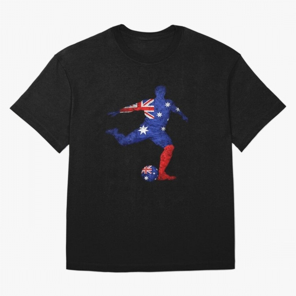Australian Flag Silhouette Soccer World Cup Football Classic T-Shirt Join Supporters Worldwide for FIFA World Cup 2026 USA Canada Mexico Connected to Mbappe, England, France and Netherlands Energy, Football History, Final Match Energy, Crowd Noise