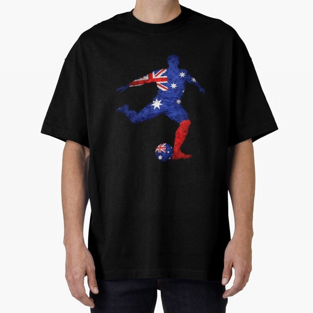 Australian Flag Silhouette Soccer World Cup Football Classic T-Shirt Join Supporters Worldwide for FIFA World Cup 2026 USA Canada Mexico Connected to Mbappe, England, France and Netherlands Energy, Football History, Final Match Energy, Crowd Noise