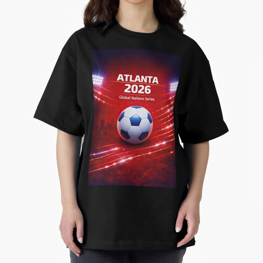 Atlanta Global Nations Series 2026 - Soccer aka Football Classic T-Shirt Wear the Spirit of Global Football Passion for FIFA World Cup 2026 USA Canada Mexico, Centered on Messi and Cristiano Ronaldo, France and Portugal, Football Passion, Legendary