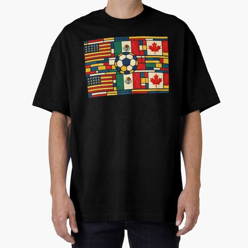 North American Football Flags World Cup Inspired Classic T-Shirt Relive FIFA World Cup 2026 Connected to Messi, CR7 and Mbappe, France and Portugal Energy, Champion Mindset, Group Stage Buzz, Knockout Tension and Passionate Fan Culture; Ideal for