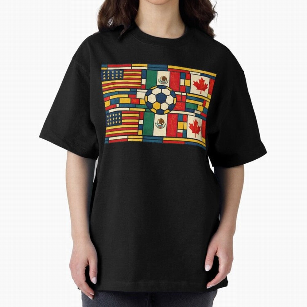 North American Football Flags World Cup Inspired Classic T-Shirt Relive FIFA World Cup 2026 Connected to Messi, CR7 and Mbappe, France and Portugal Energy, Champion Mindset, Group Stage Buzz, Knockout Tension and Passionate Fan Culture; Ideal for