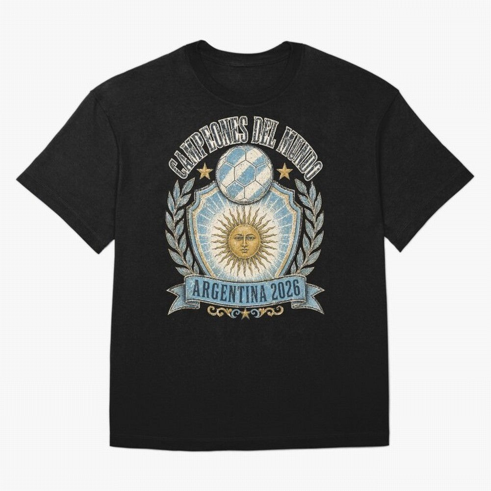 Campeones Del Mundo Argentina 2026 World Cup Soccer T-Shirt Classic T-Shirt Bring a Champion Mindset to the FIFA World Cup 2026 USA Canada Mexico Journey through Messi, Neymar and Mbappe Highlights, Spain and Netherlands Pride, Fan Favorite