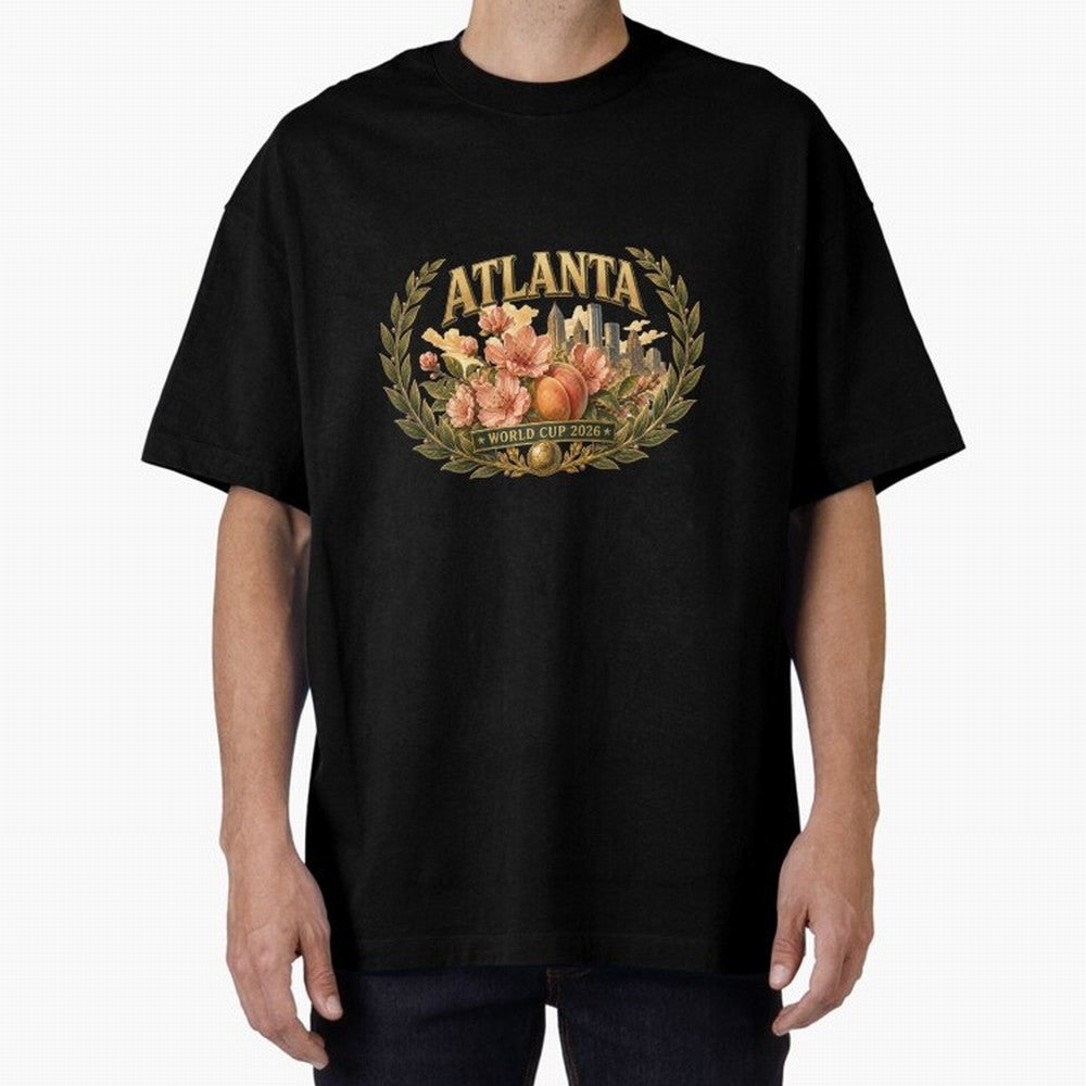 Elegant and Floral Atlanta 2026 World Cup Host City ¡ª Georgia Peach Laurel Wreath Classic T-Shirt Stand Proud for Match Day Hype around FIFA World Cup 2026 Group Stage, Messi and Cristiano Ronaldo, Argentina, France and Brazil, Football Festival