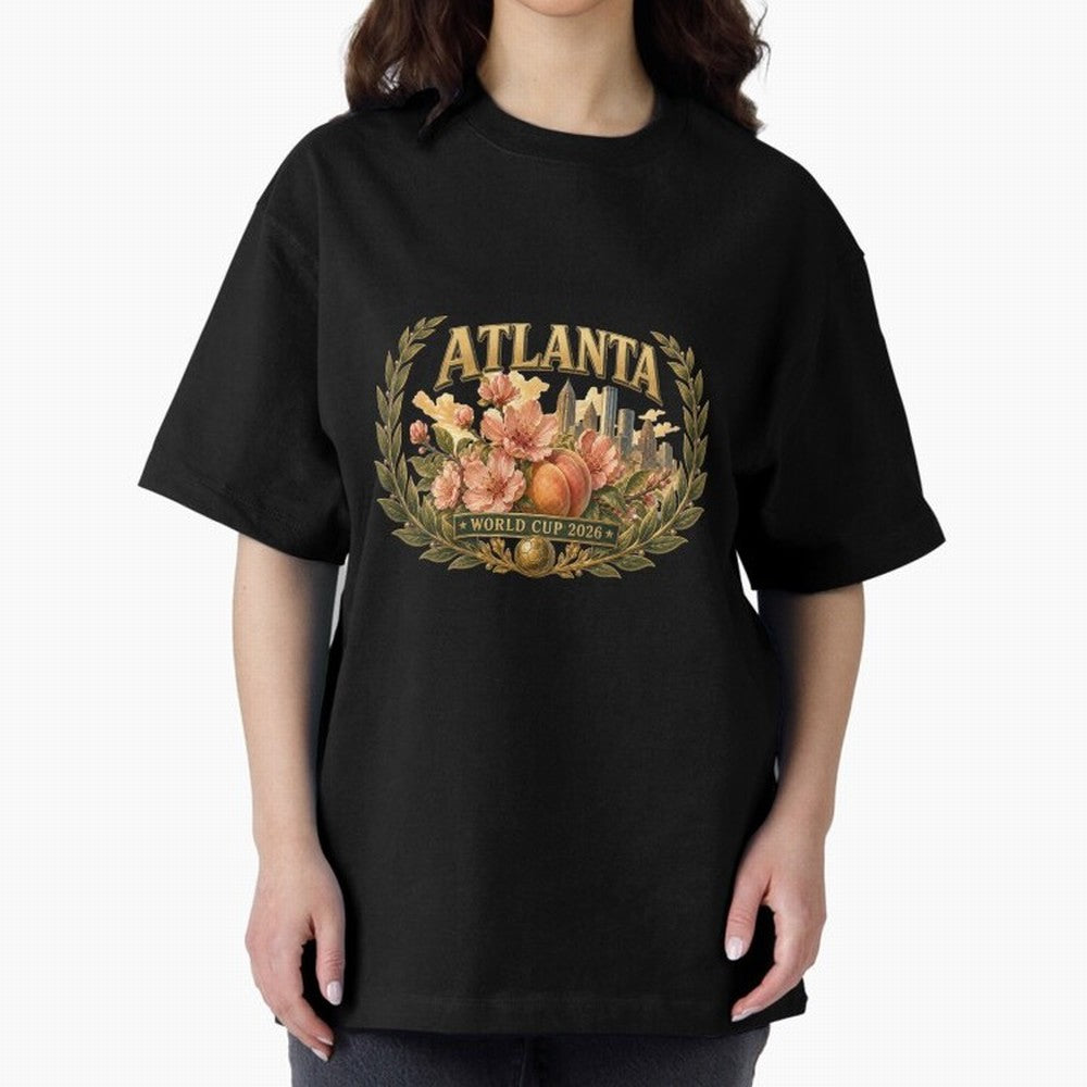 Elegant and Floral Atlanta 2026 World Cup Host City ¡ª Georgia Peach Laurel Wreath Classic T-Shirt Stand Proud for Match Day Hype around FIFA World Cup 2026 Group Stage, Messi and Cristiano Ronaldo, Argentina, France and Brazil, Football Festival