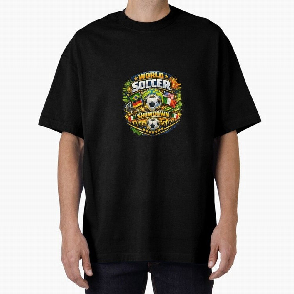 World Soccer Showdown Global Flags @ Fan Edition Classic T-Shirt Show Up for the Glory of FIFA World Cup 2026 USA Canada Mexico Spirit, Inspired by Brazil, Portugal and Argentina, Mbappe and Neymar, Match Day Excitement, Supporter Culture, Golden