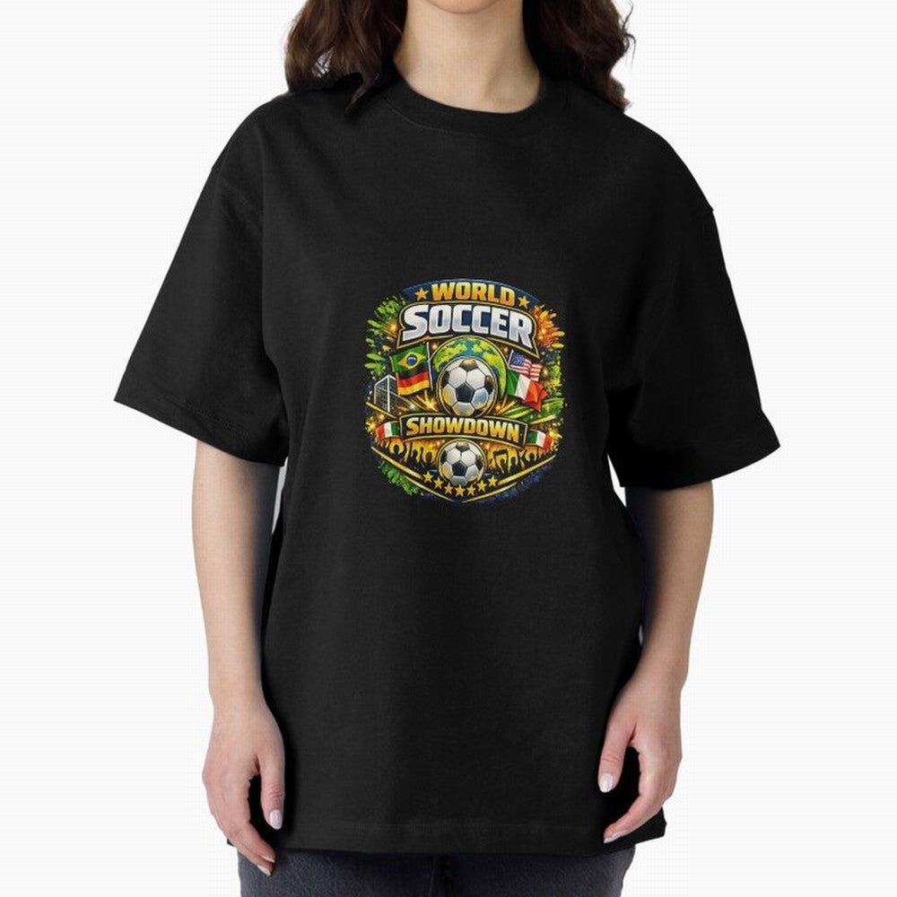World Soccer Showdown Global Flags @ Fan Edition Classic T-Shirt Show Up for the Glory of FIFA World Cup 2026 USA Canada Mexico Spirit, Inspired by Brazil, Portugal and Argentina, Mbappe and Neymar, Match Day Excitement, Supporter Culture, Golden