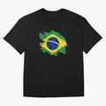 Brazil Flag Artistic Brush Stroke - Modern Flag Design T-Shirt Classic T-Shirt Celebrate Fan Favorites in Global Football Passion for FIFA World Cup 2026 Group Stage, Filled with Messi, CR7 and Mbappe, Spain, Goal Celebration Energy, Supporter