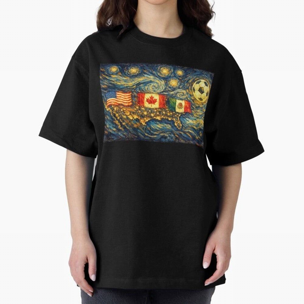 North America Soccer Starry Night Dreamy and Swirls Inspired from Van Gogh Classic T-Shirt Bring Bold Fan Energy to Match Day Hype around FIFA World Cup 2026, Haaland, Portugal, Stadium Chants, National Pride, Trophy Dreams and Unforgettable