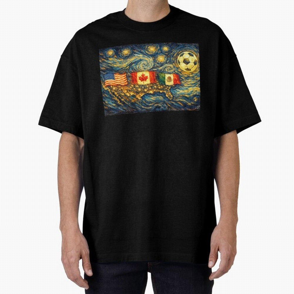 North America Soccer Starry Night Dreamy and Swirls Inspired from Van Gogh Classic T-Shirt Bring Bold Fan Energy to Match Day Hype around FIFA World Cup 2026, Haaland, Portugal, Stadium Chants, National Pride, Trophy Dreams and Unforgettable