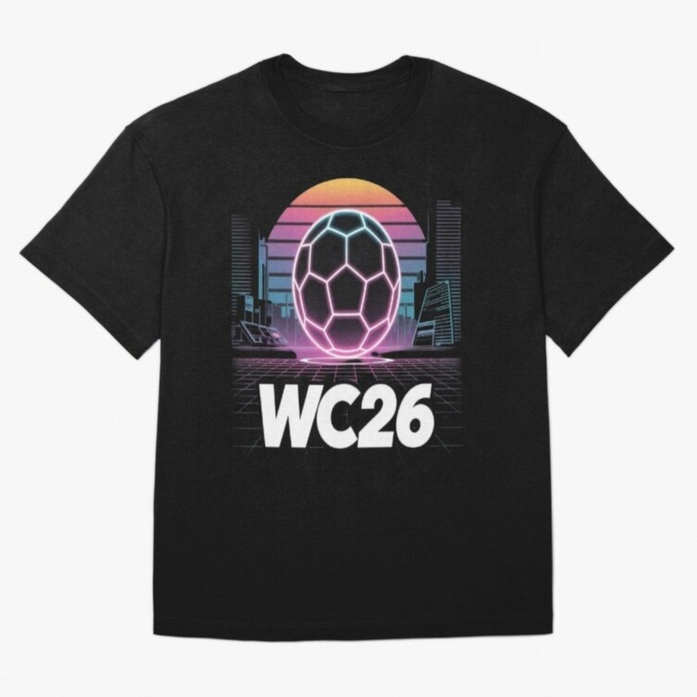 Retrofuturistic World Cup 2026 ¡ª Retro Sci-Fi Football Poster Classic T-Shirt Make Game Day About the FIFA World Cup 2026 Group Stage Journey through Cristiano Ronaldo, Haaland and CR7 Highlights, France and Portugal Pride, Vintage Soccer Flavor,