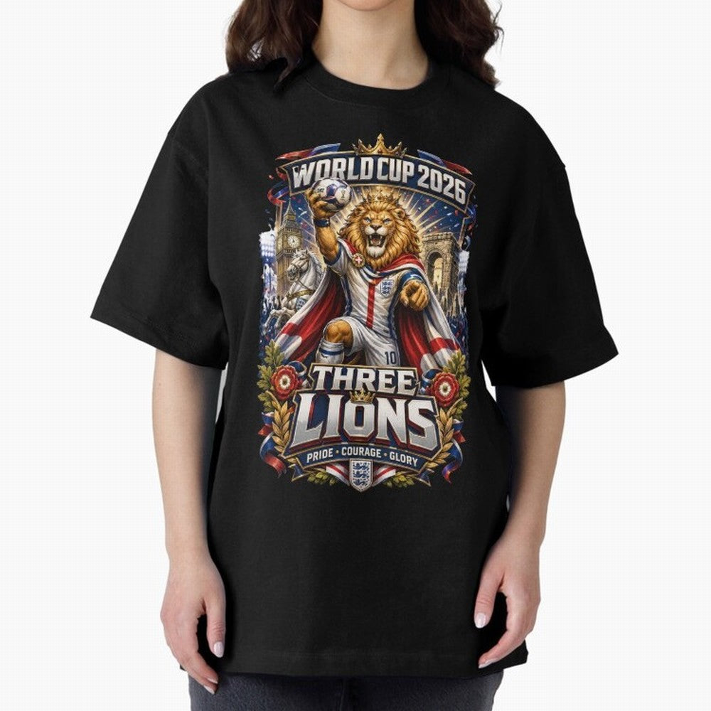 Three Lions World Cup 2026 Classic T-Shirt Showcase FIFA World Cup 2026 USA Canada Mexico for Fans of Mbappe and Neymar and Netherlands, Bringing Tournament Hype, Historic Matchups, Family Viewing Parties and Global Sports Pride; Perfect for