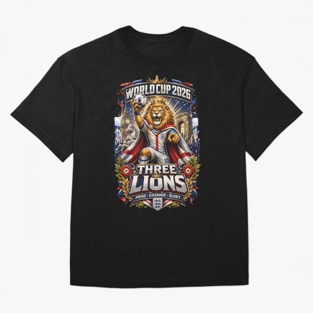 Three Lions World Cup 2026 Classic T-Shirt Showcase FIFA World Cup 2026 USA Canada Mexico for Fans of Mbappe and Neymar and Netherlands, Bringing Tournament Hype, Historic Matchups, Family Viewing Parties and Global Sports Pride; Perfect for
