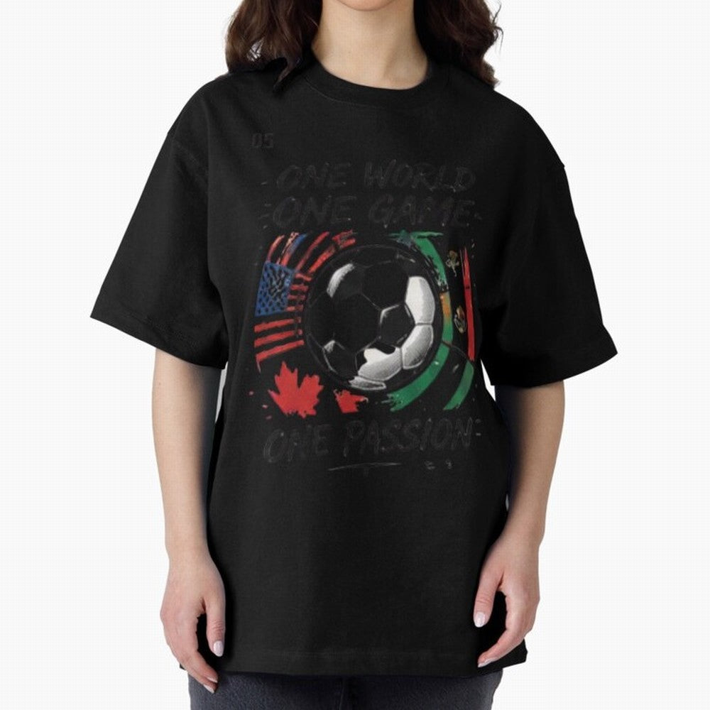One World One Game Football Graphic Tee Classic T-Shirt Celebrate the Stars of FIFA World Cup 2026 for Fans of CR7 and Portugal, Spain and Germany, Bringing Sports Nostalgia, International Competition, Famous Players and Unforgettable Victories;