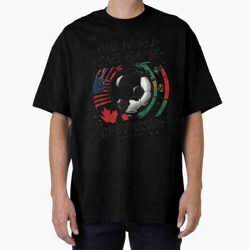 One World One Game Football Graphic Tee Classic T-Shirt Celebrate the Stars of FIFA World Cup 2026 for Fans of CR7 and Portugal, Spain and Germany, Bringing Sports Nostalgia, International Competition, Famous Players and Unforgettable Victories;