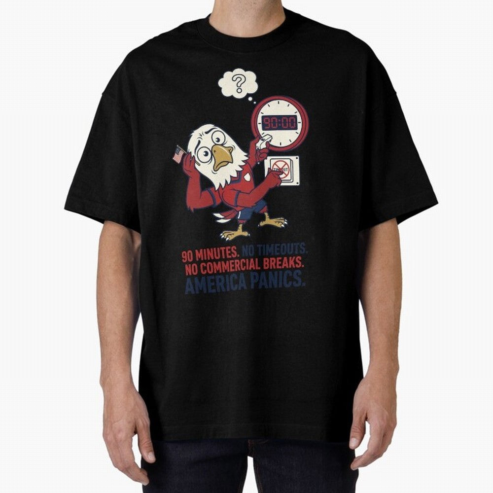 America Panics ¡ª No Timeouts No Commercials V1 Classic T-Shirt Live the Energy of Match Day Hype around FIFA World Cup 2026 Group Stage, Messi, Neymar and Mbappe, Argentina and Brazil, Sports Nostalgia, International Competition, Famous Players