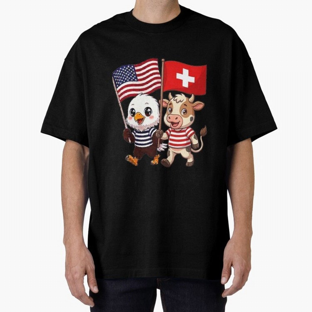 The American eagle and its friend, the Swiss calf Classic T-Shirt Show Fan Pride Across FIFA World Cup 2026 Spirit, Capturing Netherlands, Messi, Neymar and Mbappe, Vintage Soccer Flavor, Modern Football Stars, National Flags and Final Night