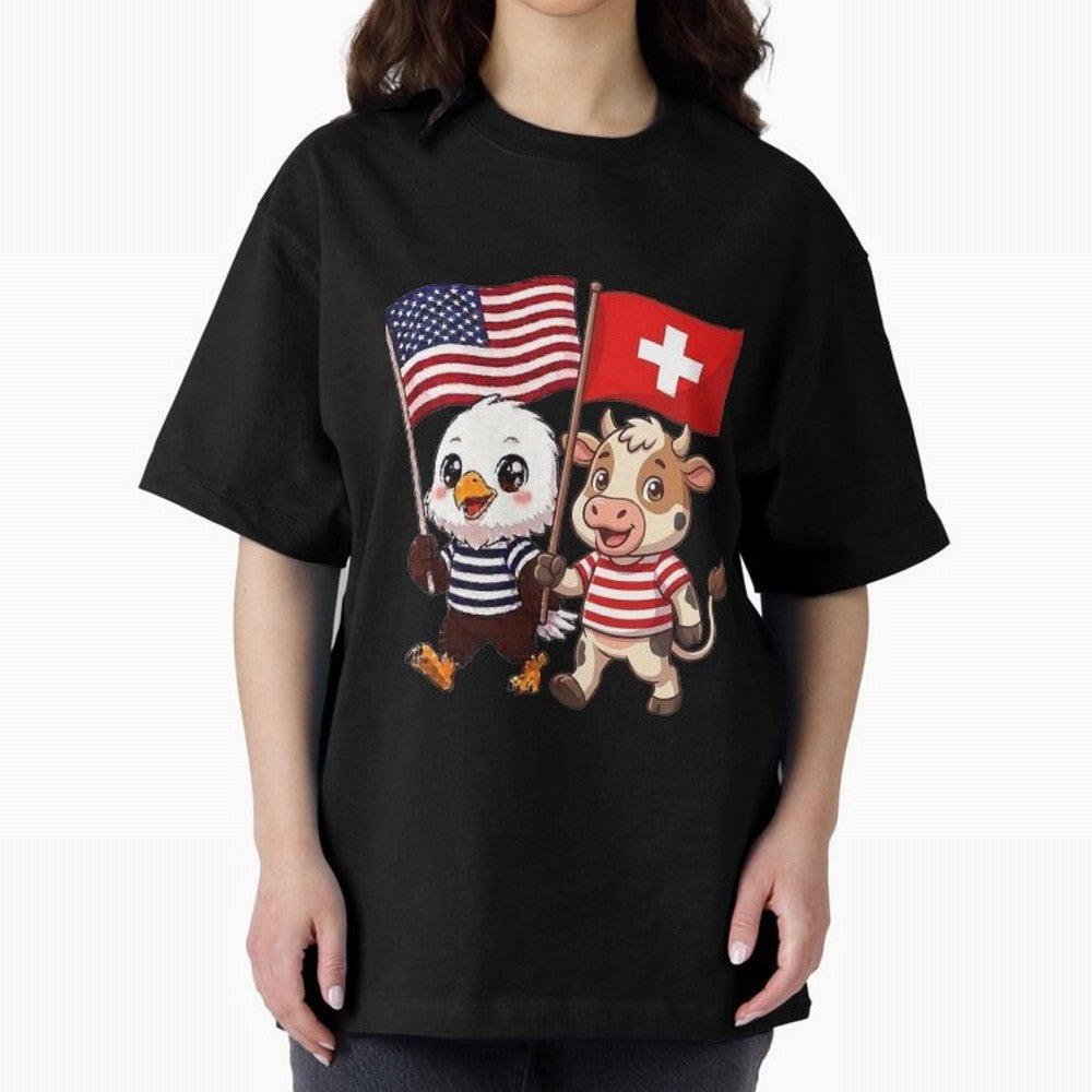 The American eagle and its friend, the Swiss calf Classic T-Shirt Show Fan Pride Across FIFA World Cup 2026 Spirit, Capturing Netherlands, Messi, Neymar and Mbappe, Vintage Soccer Flavor, Modern Football Stars, National Flags and Final Night