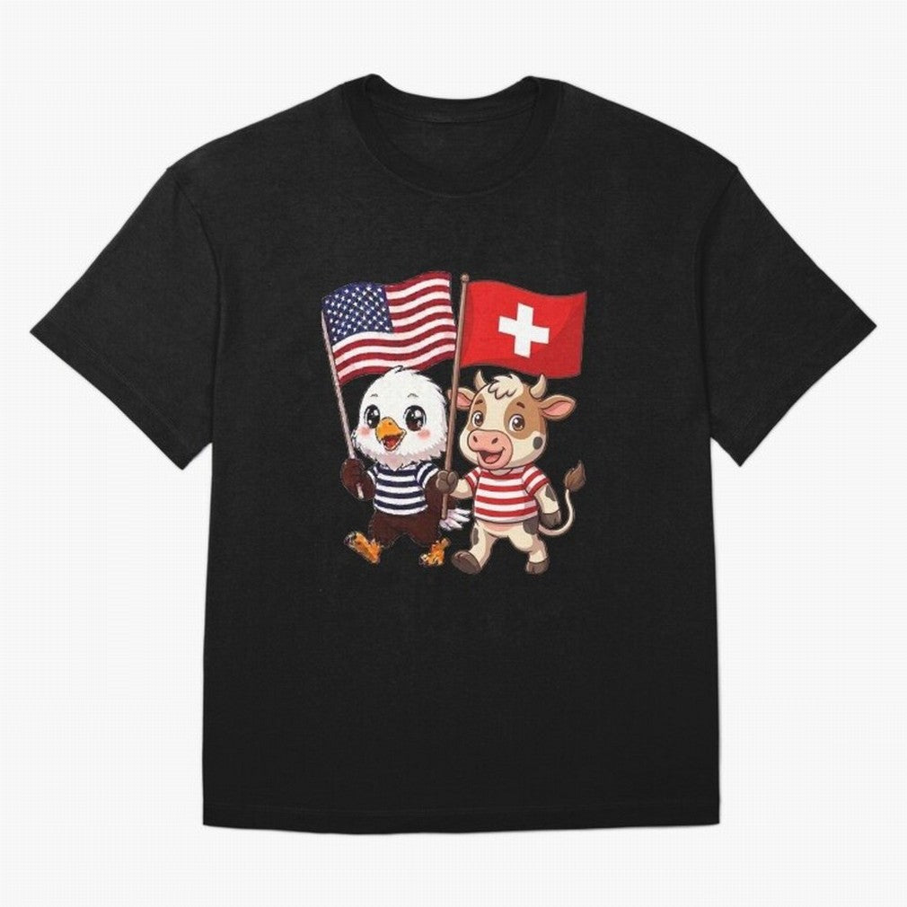 The American eagle and its friend, the Swiss calf Classic T-Shirt Show Fan Pride Across FIFA World Cup 2026 Spirit, Capturing Netherlands, Messi, Neymar and Mbappe, Vintage Soccer Flavor, Modern Football Stars, National Flags and Final Night