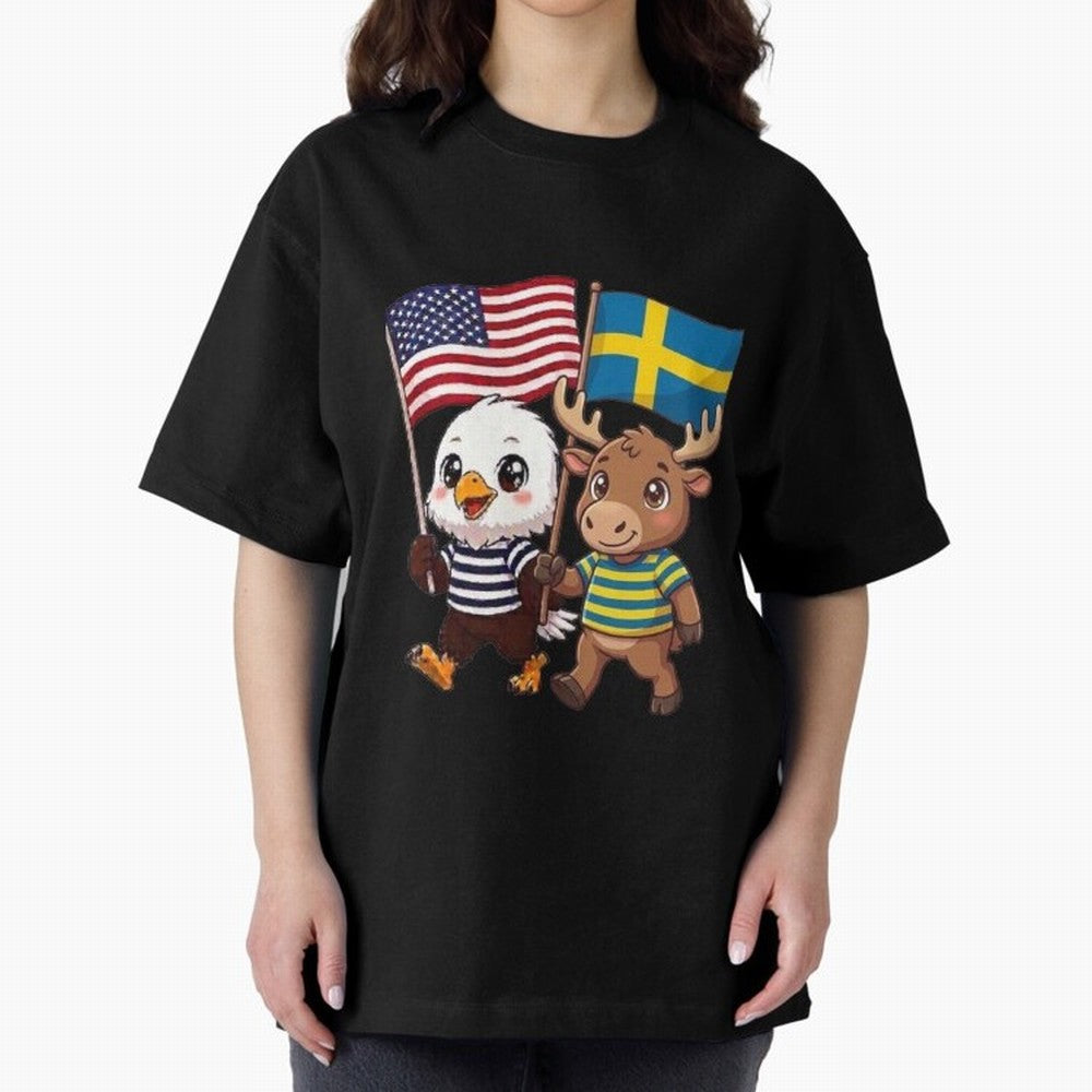 The American eagle and its friend, the Swedish elk Classic T-Shirt Celebrate Rivalries and Pride in Match Day Hype around FIFA World Cup 2026 Group Stage, Mbappe and Neymar, Portugal, Spain and Germany, Match Day Excitement, Supporter Culture,
