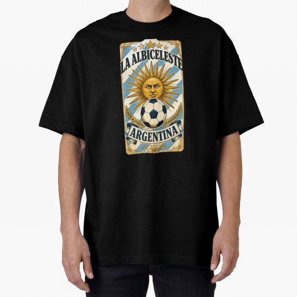 Argentina Soccer Sun - La Albiceleste Vintage Champions Football Fan T-Shirt Classic T-Shirt Show Up for the Glory of FIFA World Cup 2026 USA Canada Mexico Spirit, with Brazil, Portugal and Argentina, Haaland and Mbappe, Vintage Soccer Flavor,